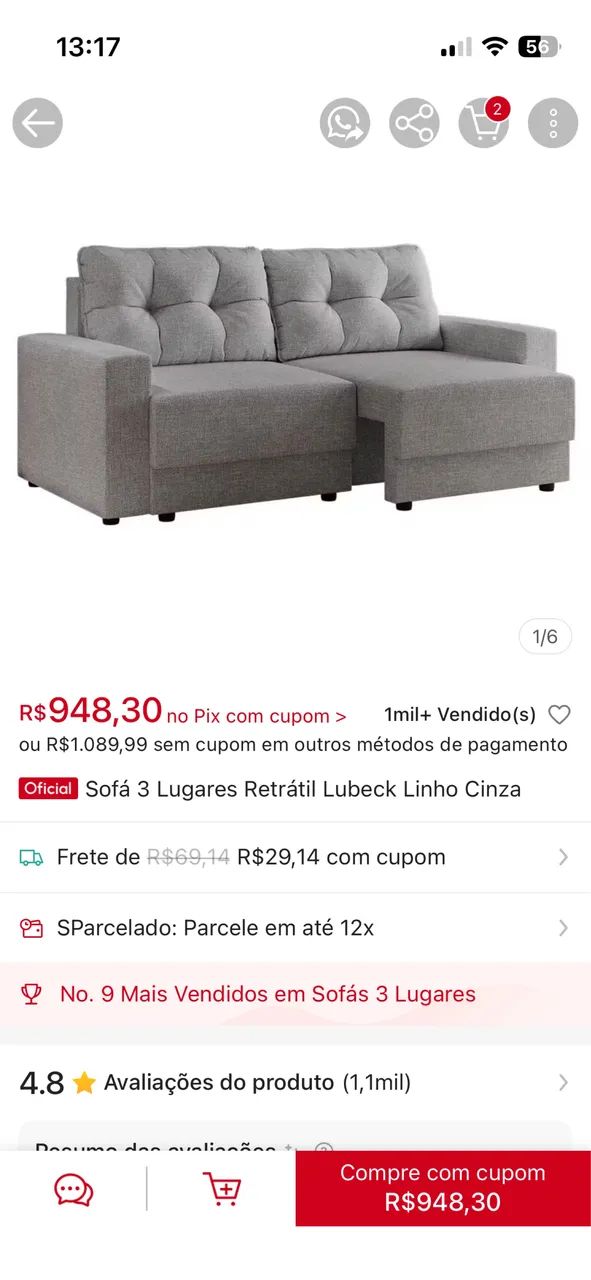 Sofá Retrátil Lubeck  - Foto 4