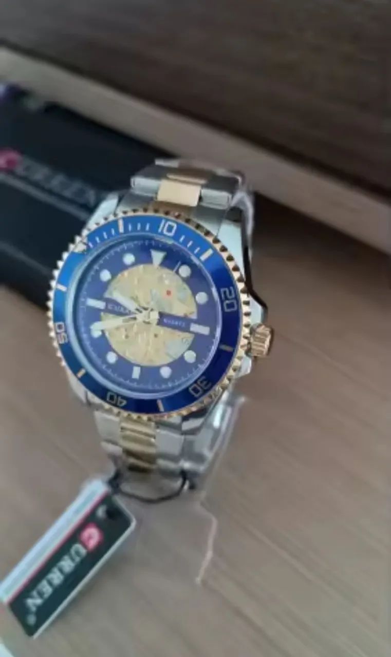 Relógio Curren Inox Dourado e azul  - Foto 2
