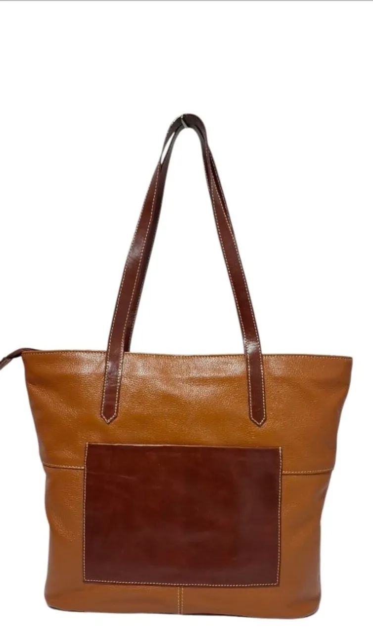 Bolsa Grande Couro Legítimo Anandra Cor Caramelo  - Foto 3