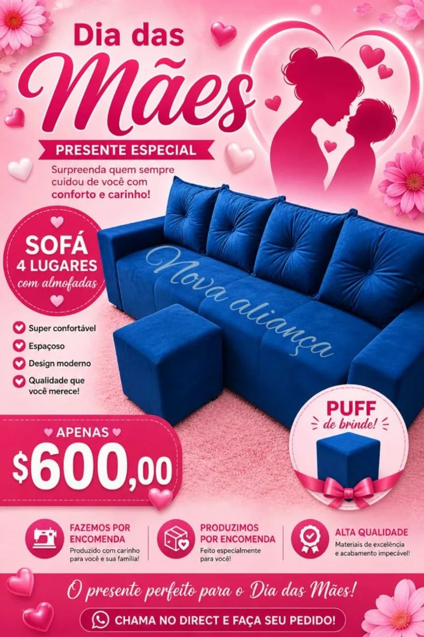 Sofa de 4 lugares com puff promoção aproveite  - Foto 4