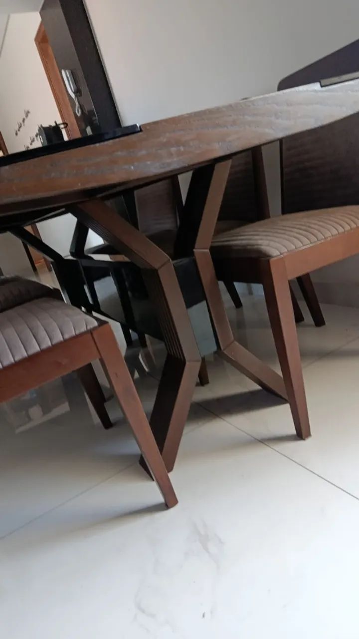 Conjunto de jantar mesa para seus lugares e cadeiras  - Foto 2
