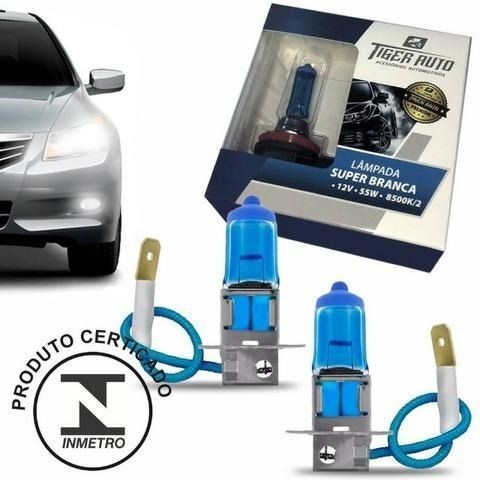 Par de Lâmpada Super Branca Encaixe H1 H3 H4 H7 H8 H11 Tiger Auto 8.500K