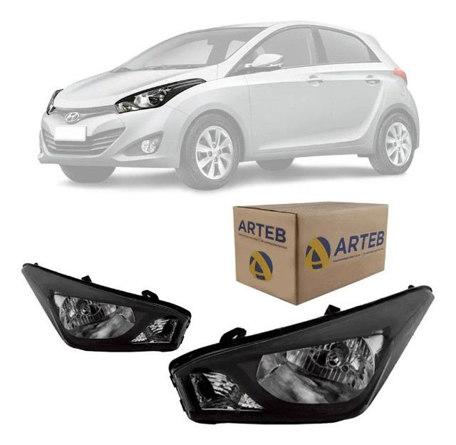 Farol hyundai hb20 mascara negra arteb 2012 2013 2014 2015