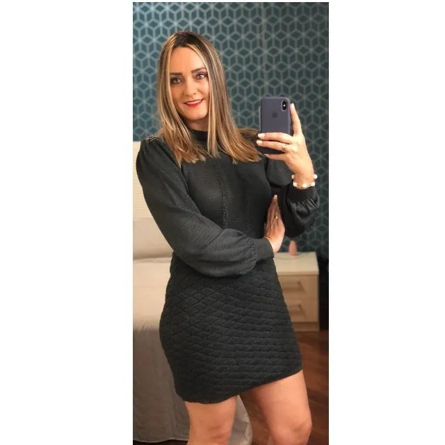 Vestido manga longa tricot Novo
