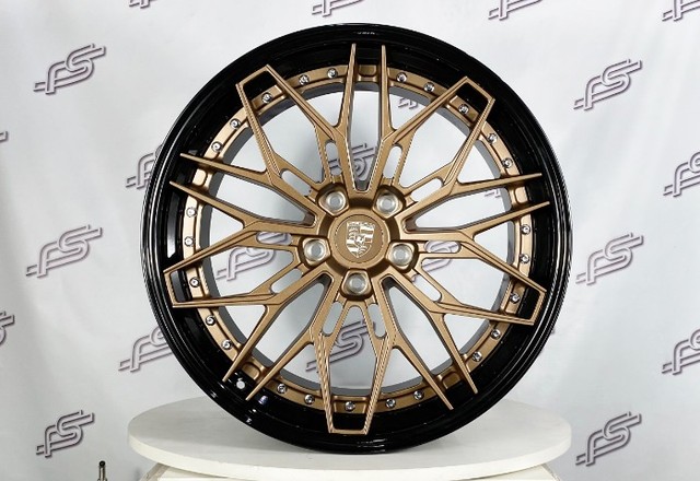 Rodas Porsche GT3 Forged 2 Peças Bronze Borda Preta 5x130 - 20X9,5 e 20x12