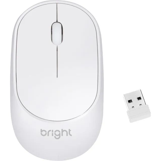 Mouse Sem Fio Bright MS001 Branco - WZetta