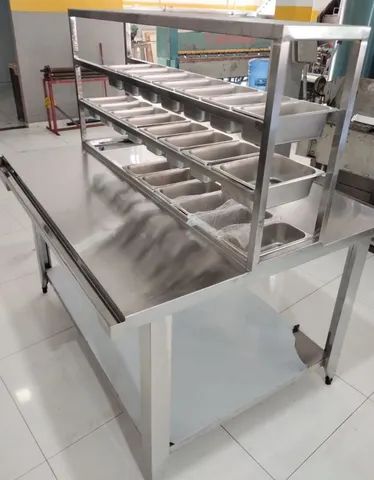 Direto da fábrica sob medida- Mesas inox com condimentador 