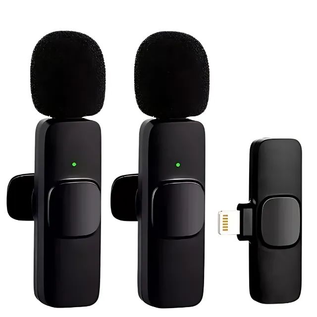 Microfone de Lapela Sem Fio Profissional Para Gravação de Vídeo Conteúdo