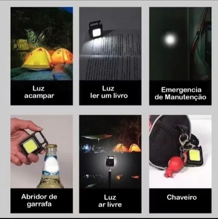 Luminária LED portátil com imã e gancho multifuncional  - Foto 6