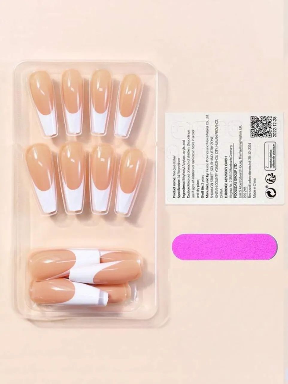 24 peças Unhas Postiças + Cola Transparente + Lixa de Unha  - Foto 2