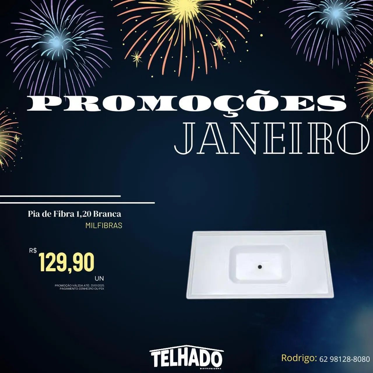 Pia de Fibra 1,20 Branca - MILFIBRAS