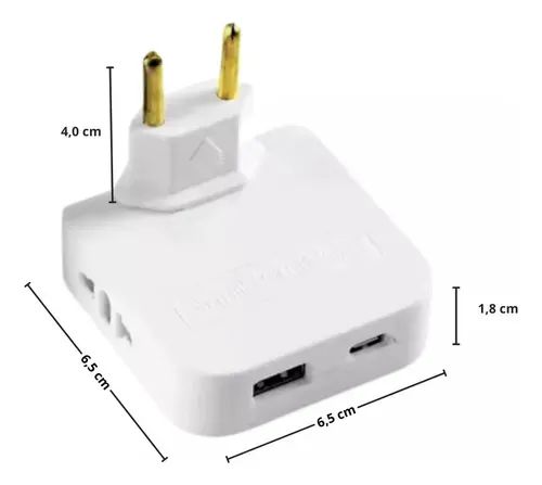 Adaptadores De Tomadas Tipo C Dobrável Em T Universal Usb  - Foto 3