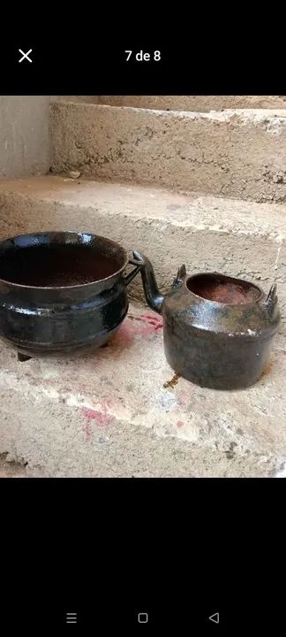 Caldeirão pequeno e bule ferro fundido  - Foto 2