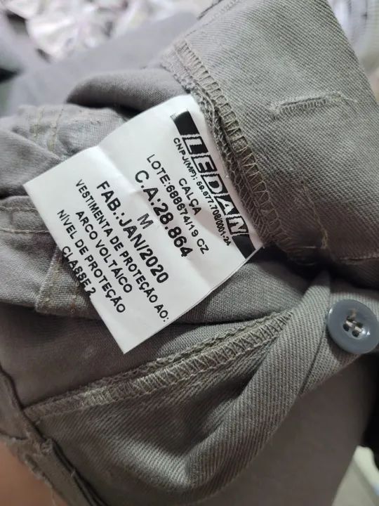 Calça Segurança NR-10 100% Algodão Cinza com C.A.