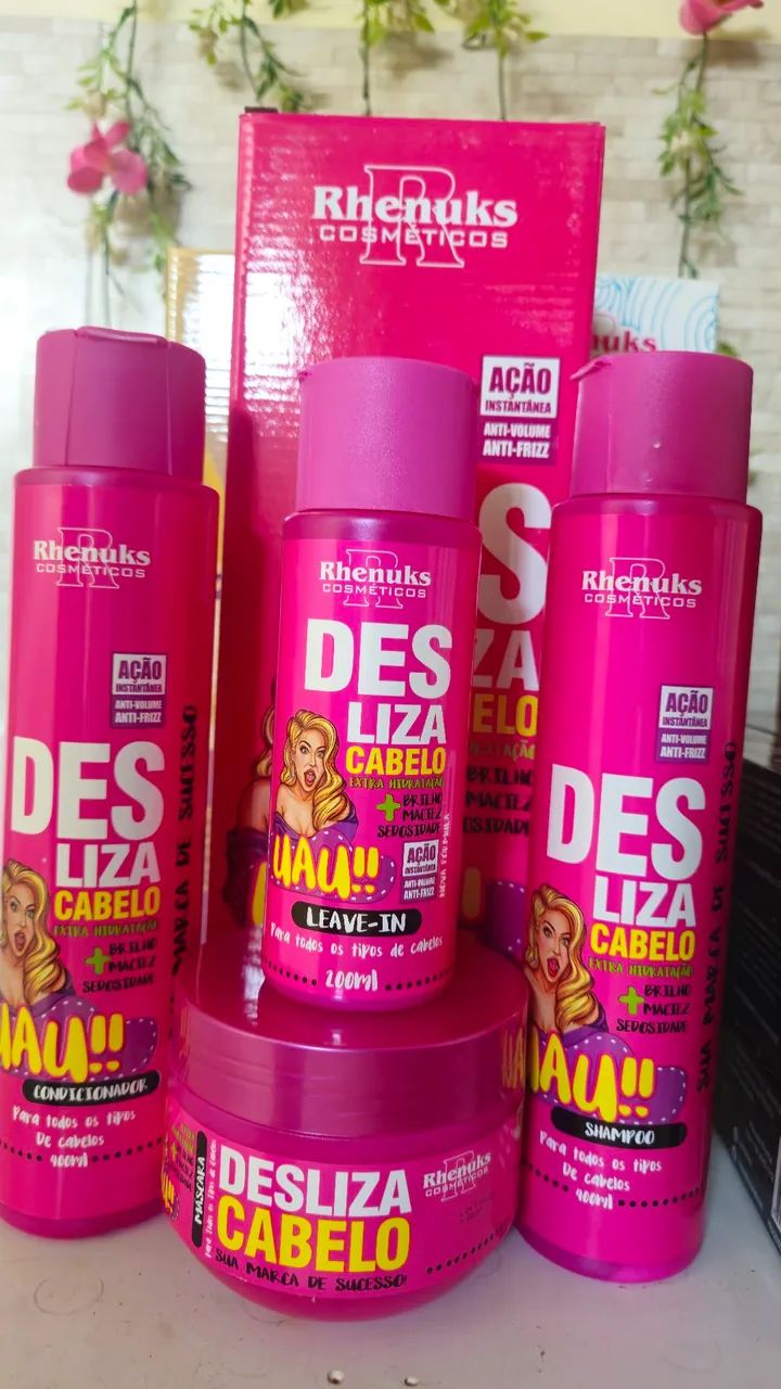Kit Desliza Cabelo Rhenuks - Shampoo, Condicionador e Máscara