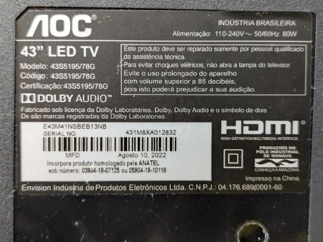 Todas Placas da TV AOC 43S5195-78G - Foto 2