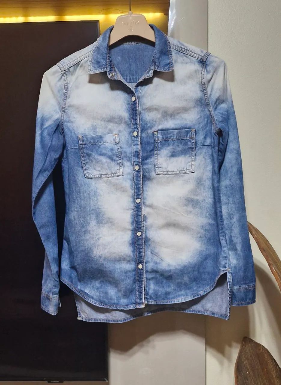 Camisa masculina jeans mesclado 