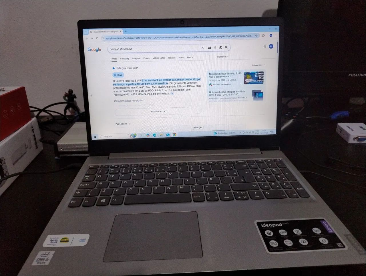 Notebook Lenovo IdeaPad S145 - Intel Core i5 - 12 GB de RAM - SSD 128 GB