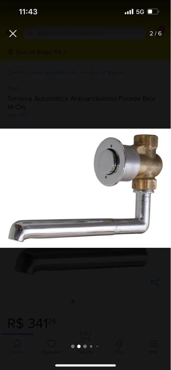 Torneira Automática Antivandalismo Parede 14 Cm