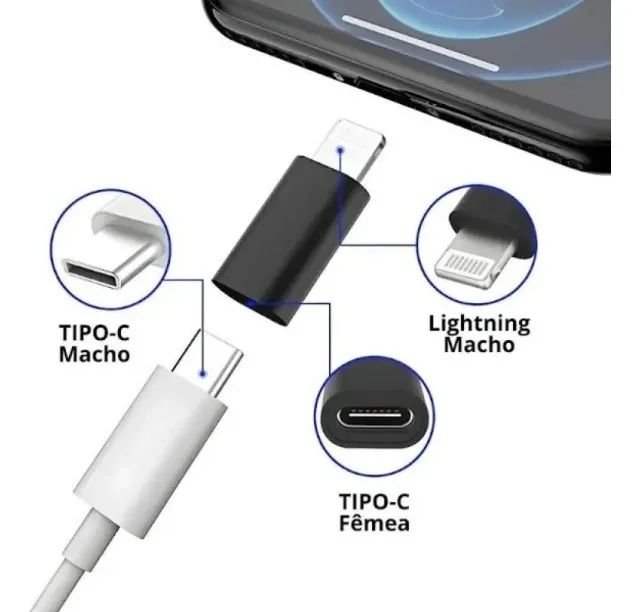 Adaptador De Celular iphone Lightning Fêmea Para Type C macho - Foto 5