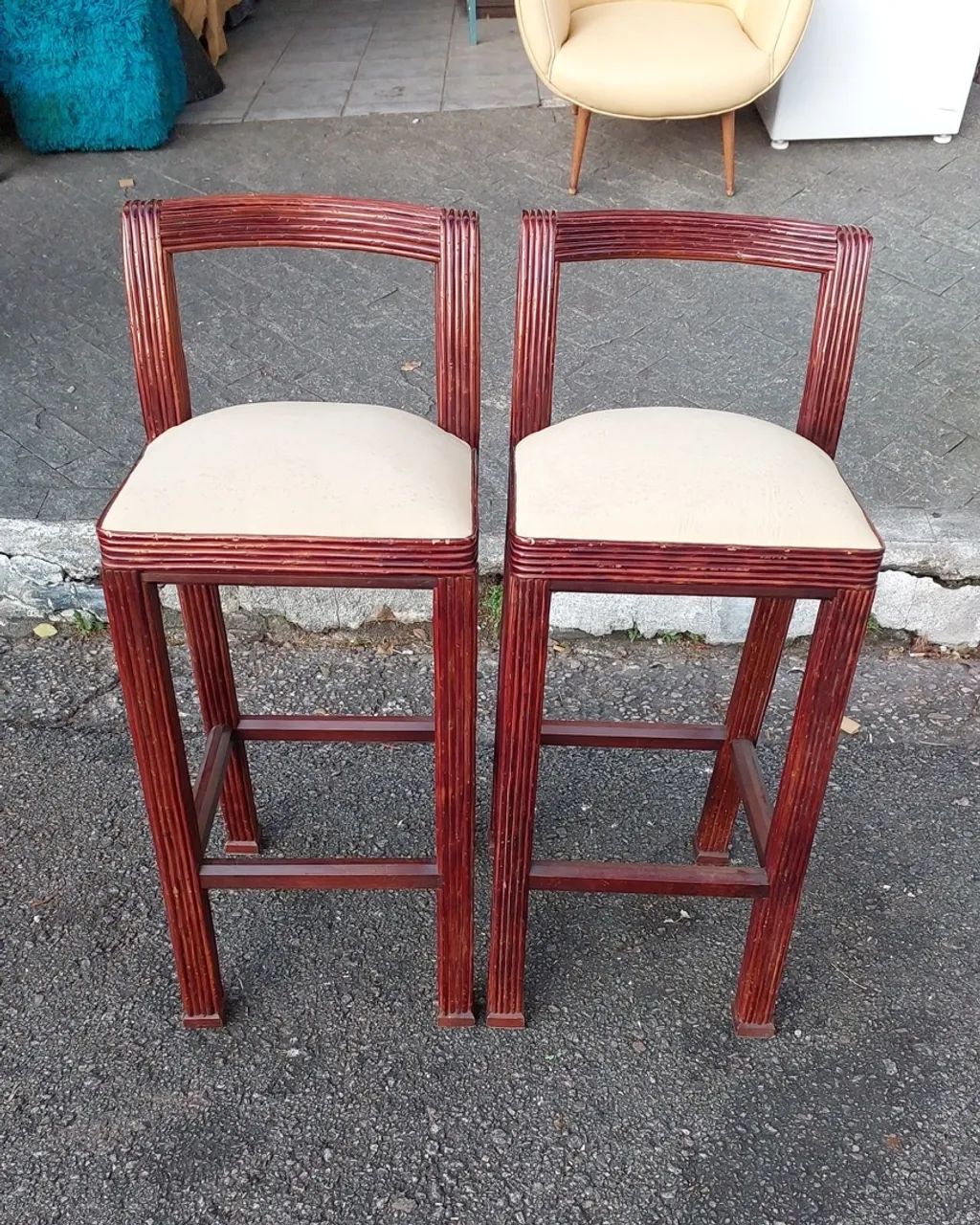Par de Banquetas vintage  de Madeira