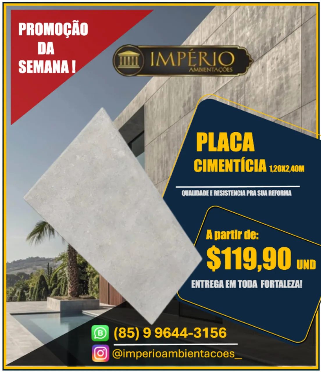 PLACA CIMENTICIA EM PROMOÇÃO