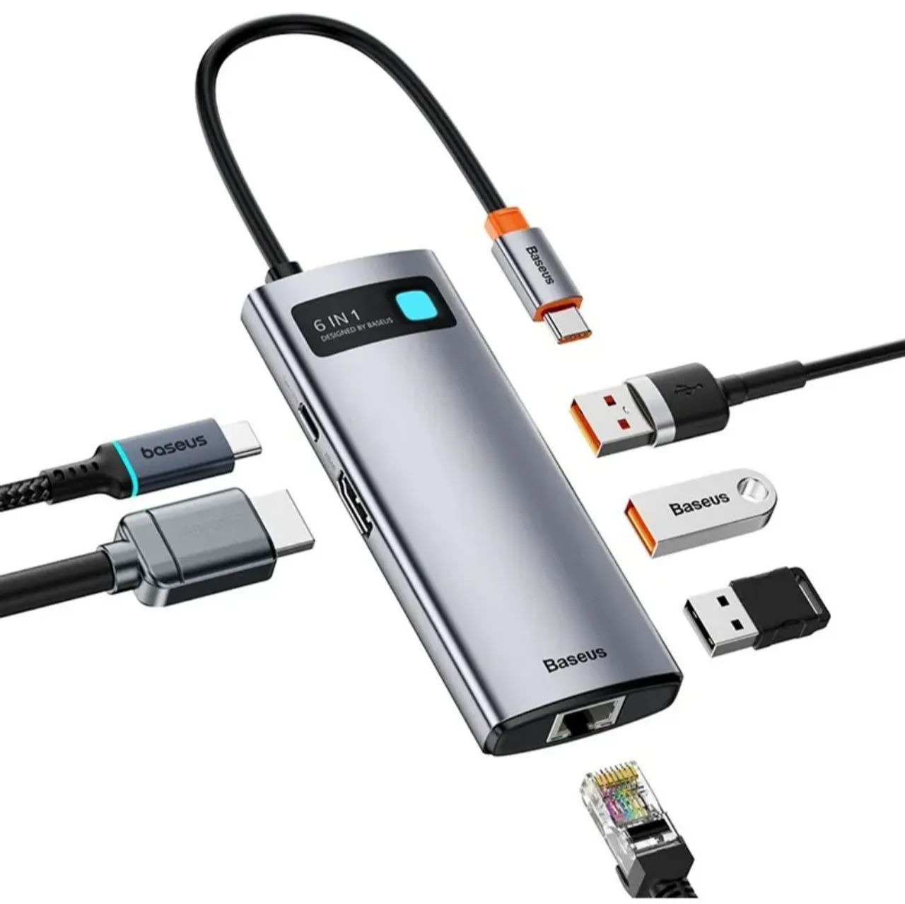 Hub USB-C Baseus 6 em 1 HDMI 4k Rj45 P/ Macbook  - Foto 5