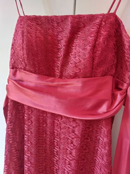 Vestido de festa longo rendado cor vinho - Foto 3