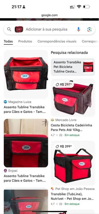 Assento Tubline Transbike para Cães e Gatos