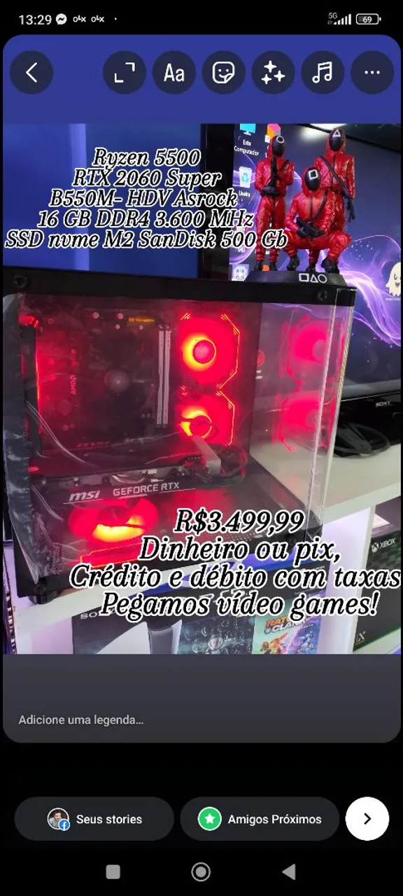 Pc Ryzen 5 c/ RTX 2060 Super,  garantia, loja física 