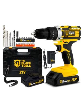 Parafusadeira Furadeira De Impacto The Black Tools Profissional TB-21PX 2 Baterias Com Mal