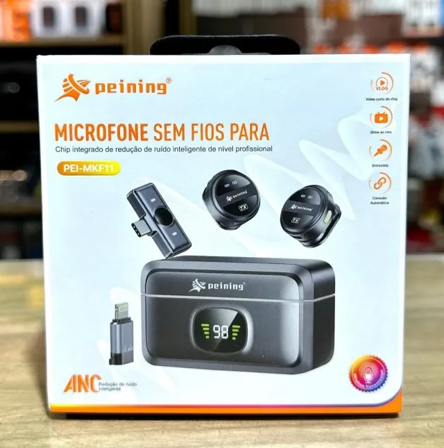 Microfone Peining Lapela Pei-MKF11 Profissional Preto
