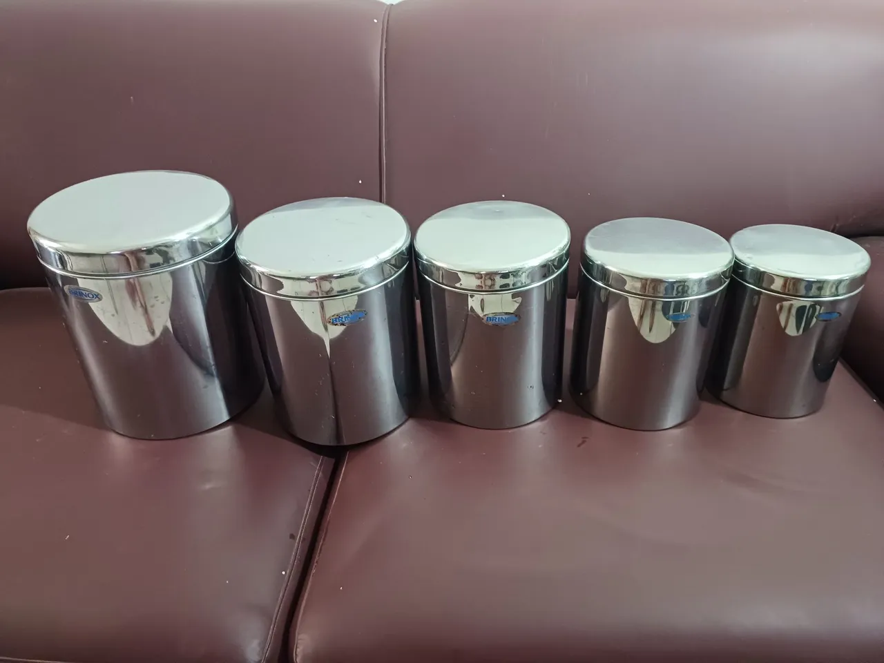 Jogo de 5 potes de aço inox para mantimentos