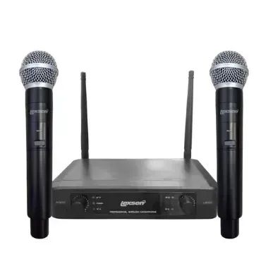 Microfone Profissional Sem Fio Duplo Uhf Lexsen Lm502 648 Hz Cor Preto