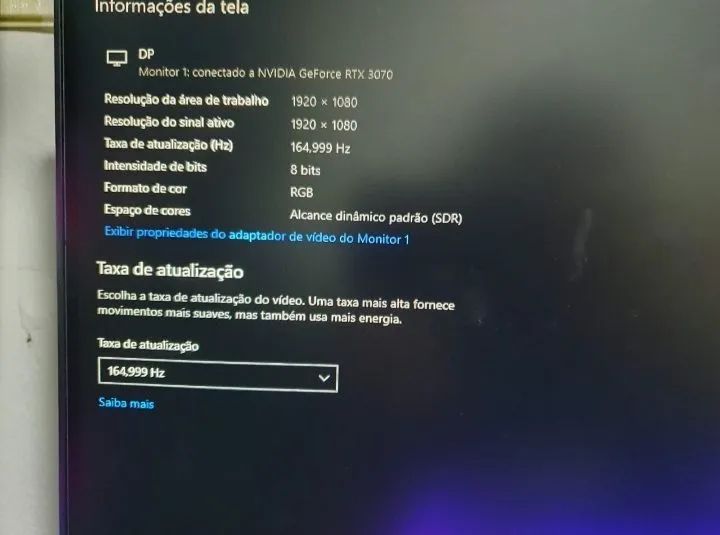 Monitor Gamer 24,5" 165HZ, FULL HD, 1ms, DisplayPort e HDMI, FreeSync - Foto 2