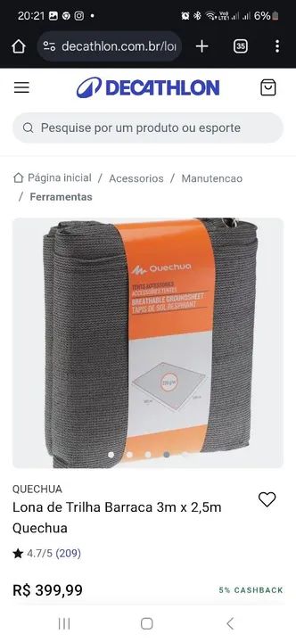 Quechua - Manta permeável para Camping 3x2,5m - Respirável - Foto 6