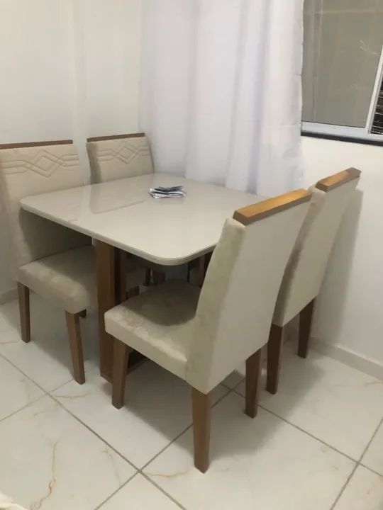 Mesa de Jantar 4 Cadeiras - beje 64840826502785120