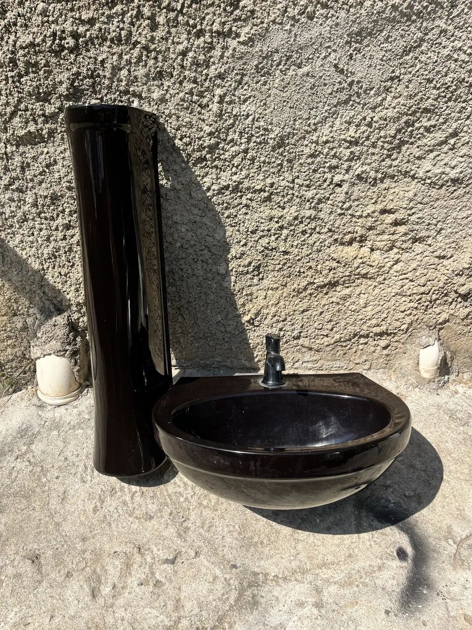 Kit Lavatório Com Coluna Para Banheiro Preto $150