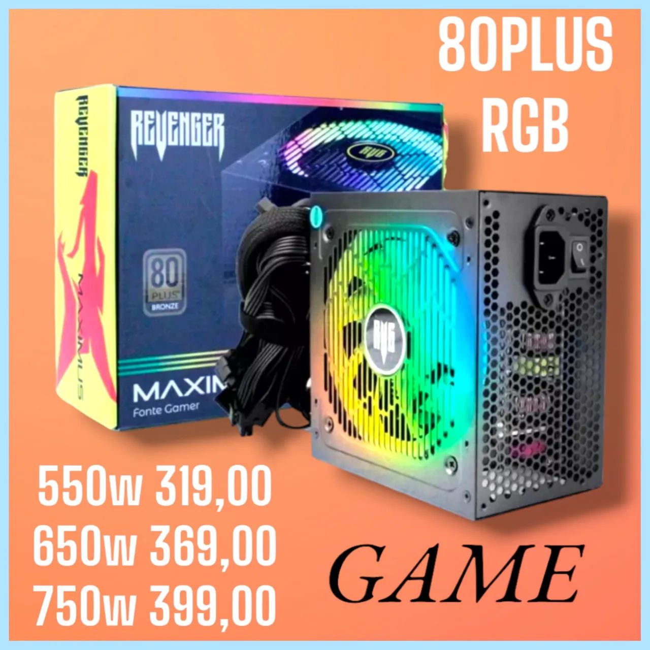 Fonte Alimentação Maximus Atx Computador Pc Gamer Rgb
