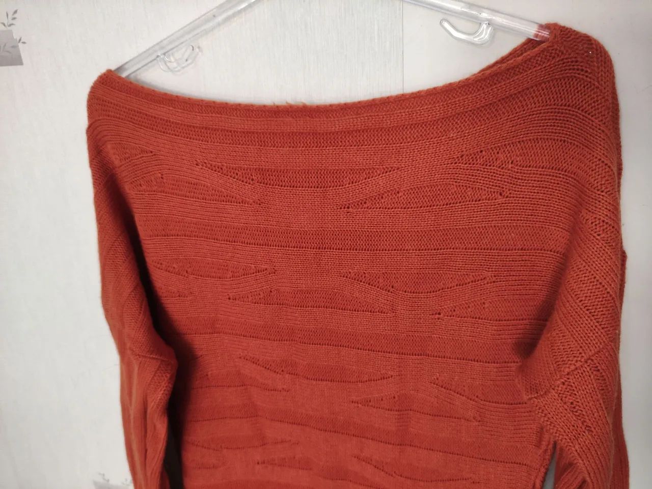Vestido Tricot Laranja com Detalhe em Renda - Foto 2