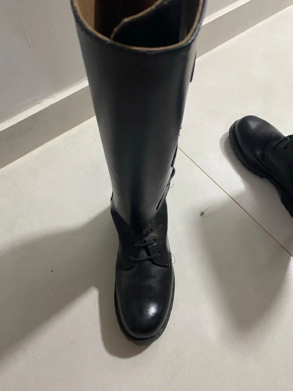 Botas longas de couro montaria - Preto - Foto 3