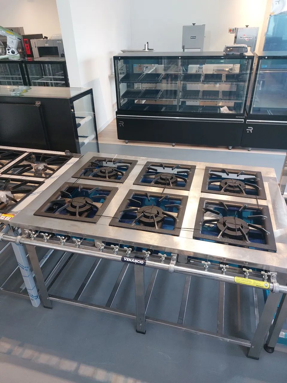 Fogao industrial 6 bocas 40x40 duplas total inox pronta entrega 