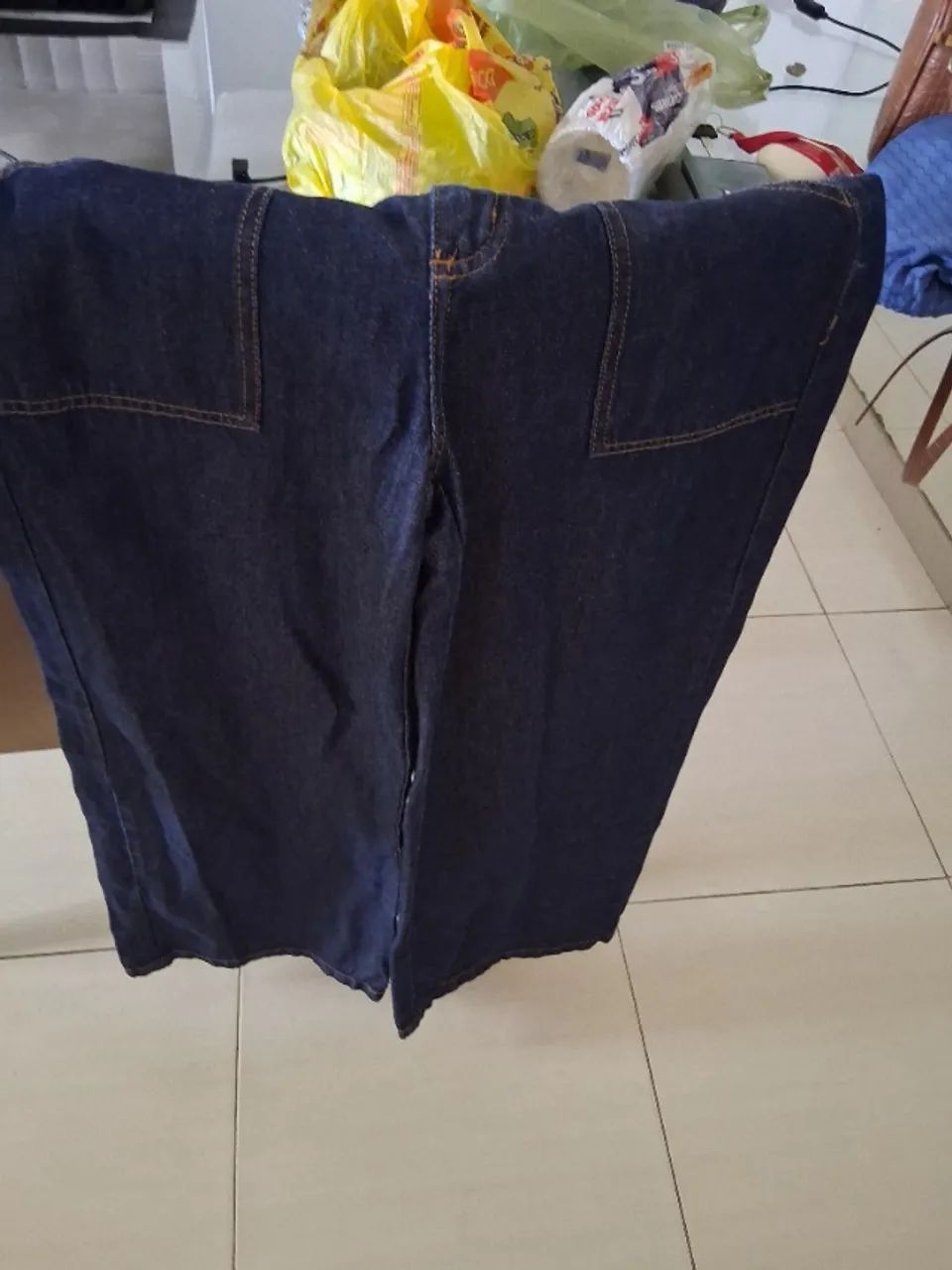 Calça pantalona jeans 40 - Foto 4