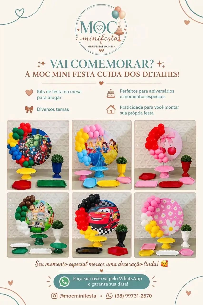 ALUGAMOS KIT MINI FESTA E JOGOS DE MESAS