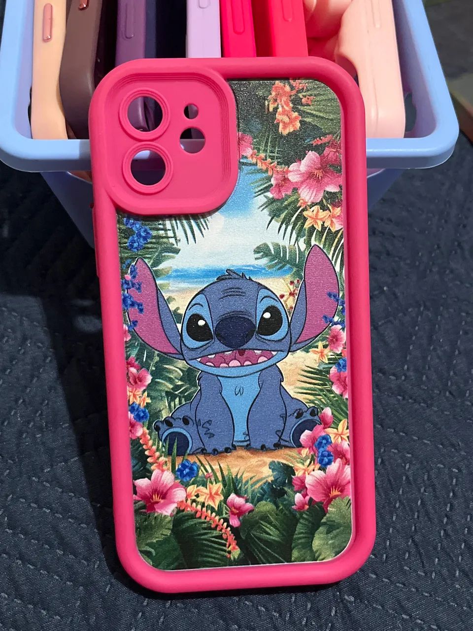 capinha stitch rosa iphone 12