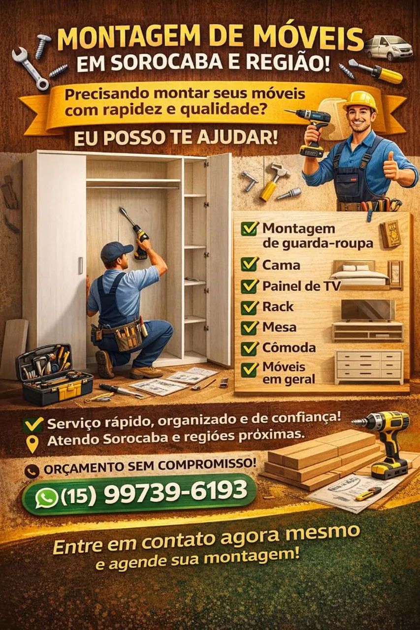 Montagem, desmontar e reparos de móveis novos e usados Sorocaba e região 