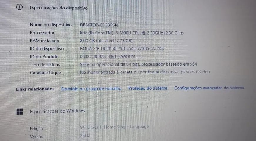 Notebook Lenovo Core i3 6ªGeração SSD 240GB Leitor Biometrico - Foto 5