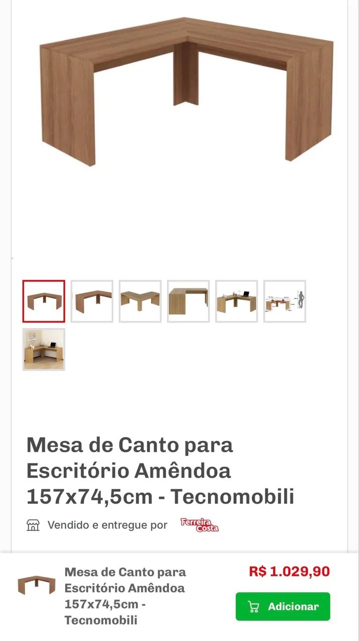 Mesa / Escrivaninha de Canto para Escritório  - Foto 4