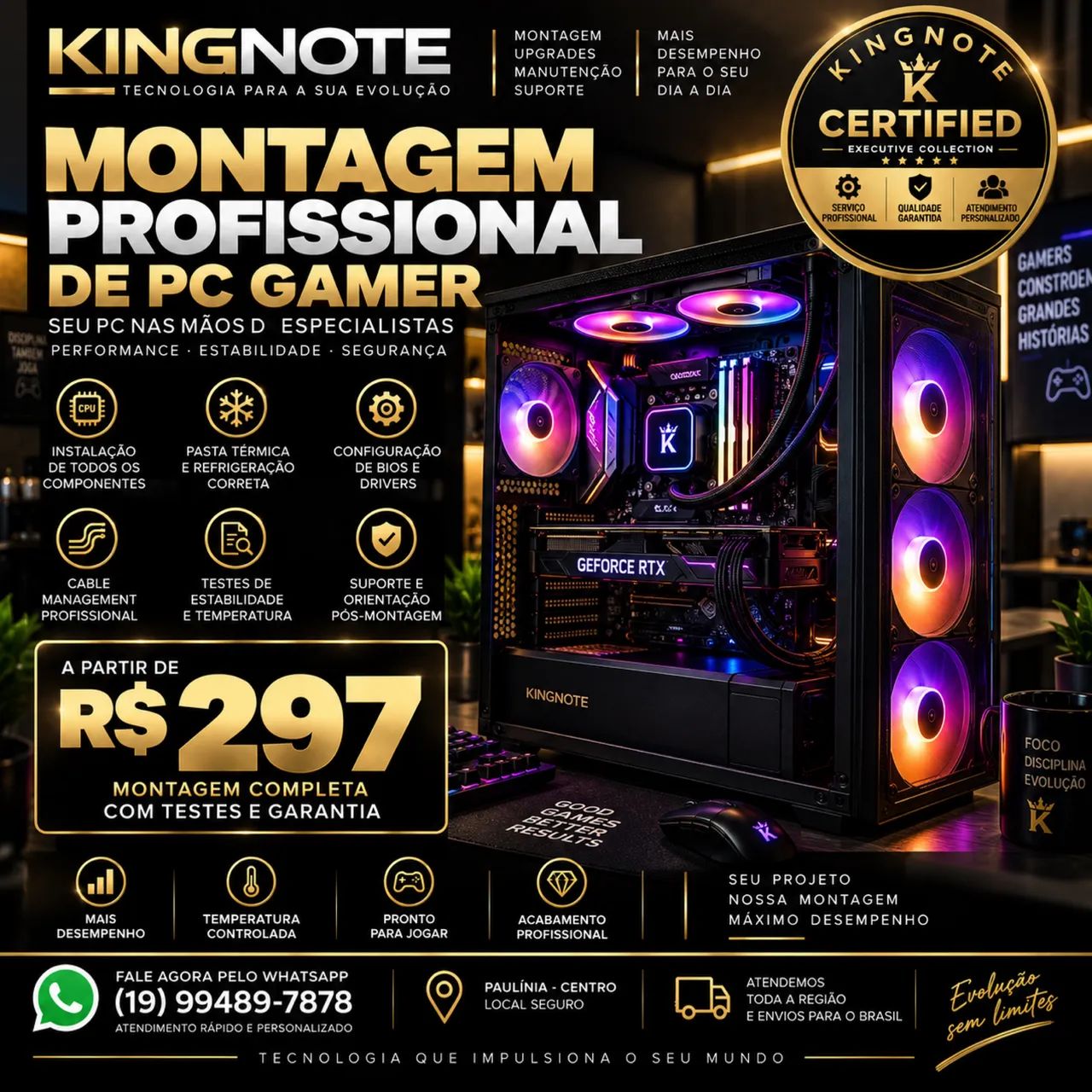 MONTAGEM PROFISSIONAL DE PC GAMER - KINGNOTE CERTIFIED