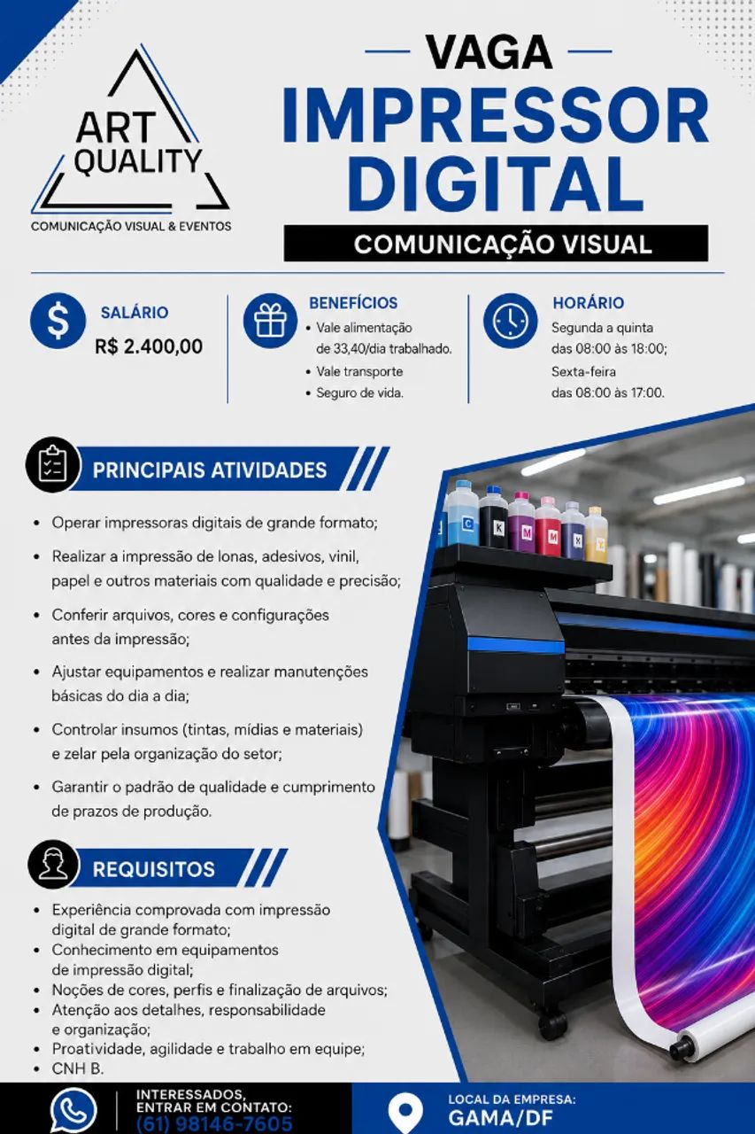 VAGA PARA IMPRESSOR DIGITAL